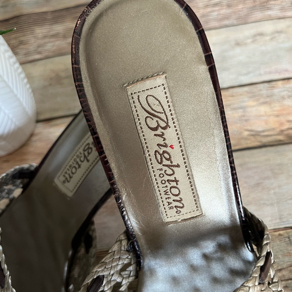 Brighton Tifany Platinum Slip On Heeled Slides Size 7.5M - Picture 12 of 16